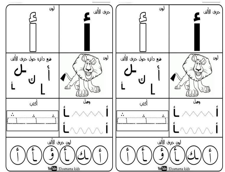 مذكرة الحروف الهجائية اللغة العربية الصف الأول - بوربوينت 
