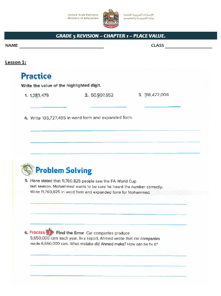 expanded form 11 760 825
الرياضيات المتكاملة أوراق عمل (الوحدة الأولى) بالإنجليزي ... expanded form 11 760 825
الرياضيات المتكاملة أوراق عمل (الوحدة الأولى) بالإنجليزي ...