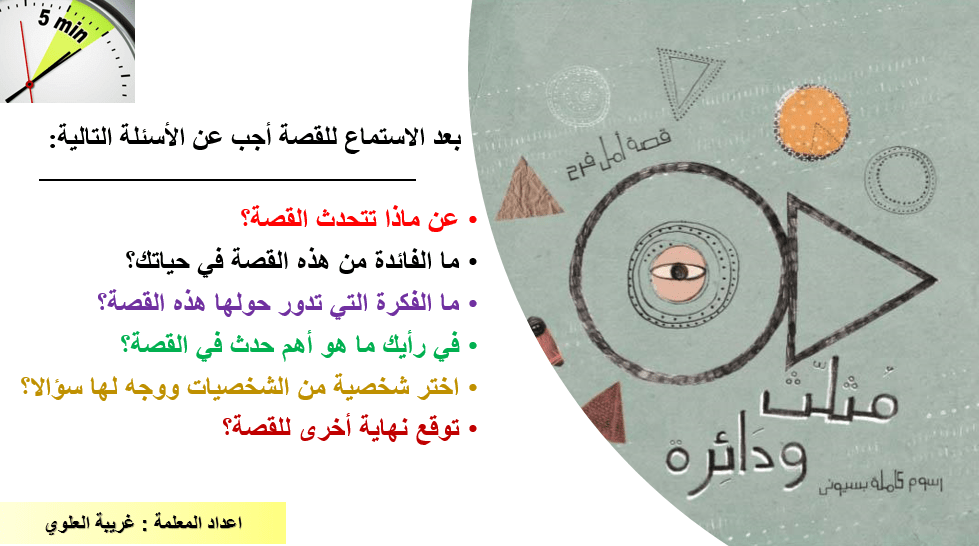 درس مثلث ودائرة الصف الثاني مادة اللغة العربية - بوربوينت