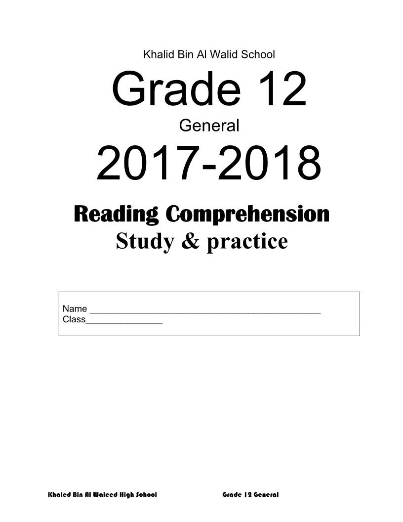 اللغة الإنجليزية أوراق عمل مراجعة للصف الثاني عشر