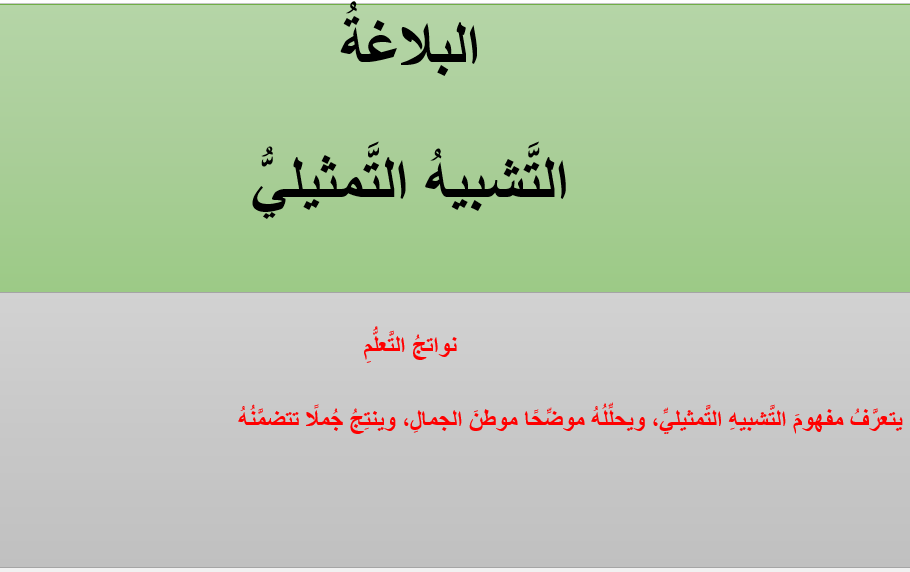 اللغة العربية بوربوينت التشبيه التمثيلي للصف الحادي عشر