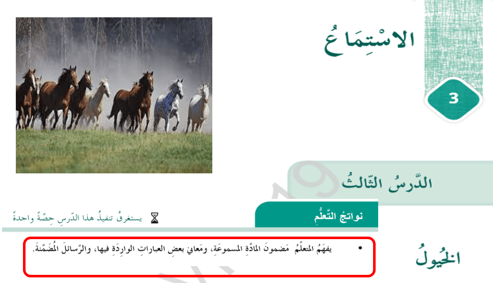 اللغة العربية بوربوينت الخيول للصف السادس مع الإجابات