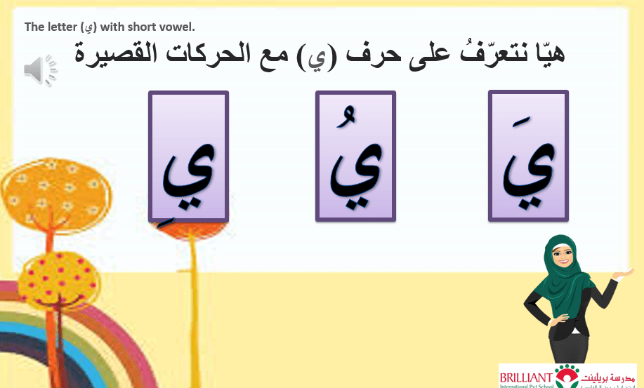 اللغة العربية بوربوينت درس (اليمامة - حرف الياء) بالحركات الطويلة والقصيرة لغير الناطقين بها للصف الأول