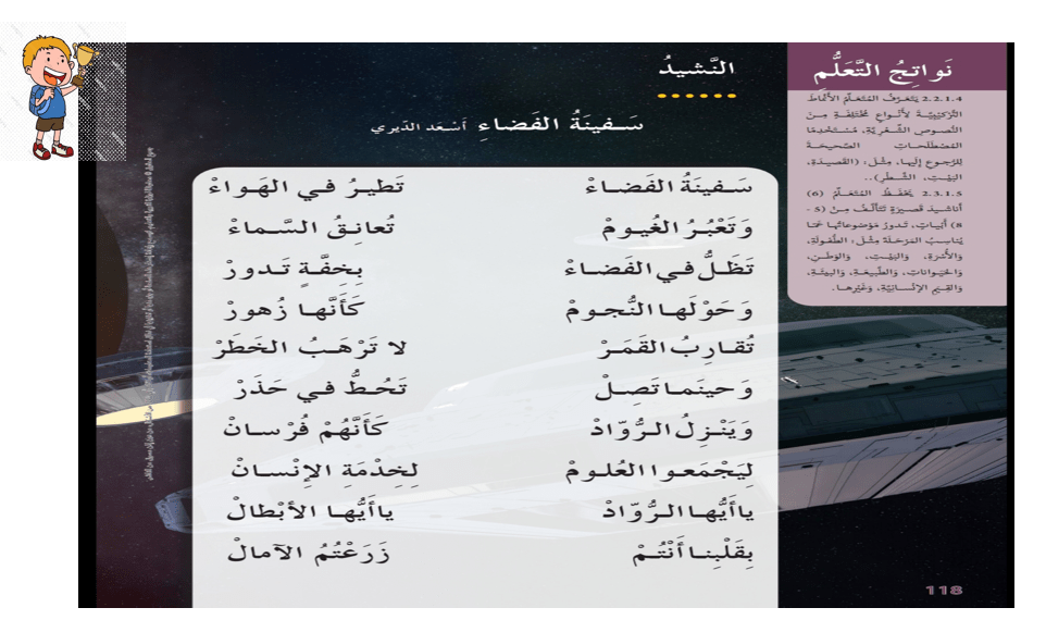 اللغة العربية بوربوينت نشيد سفينة الفضاء للصف الثاني