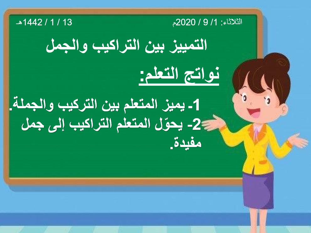 بوربوينت التمييز بين التراكيب والجمل مع الاجابات للصف الرابع مادة اللغة العربية 