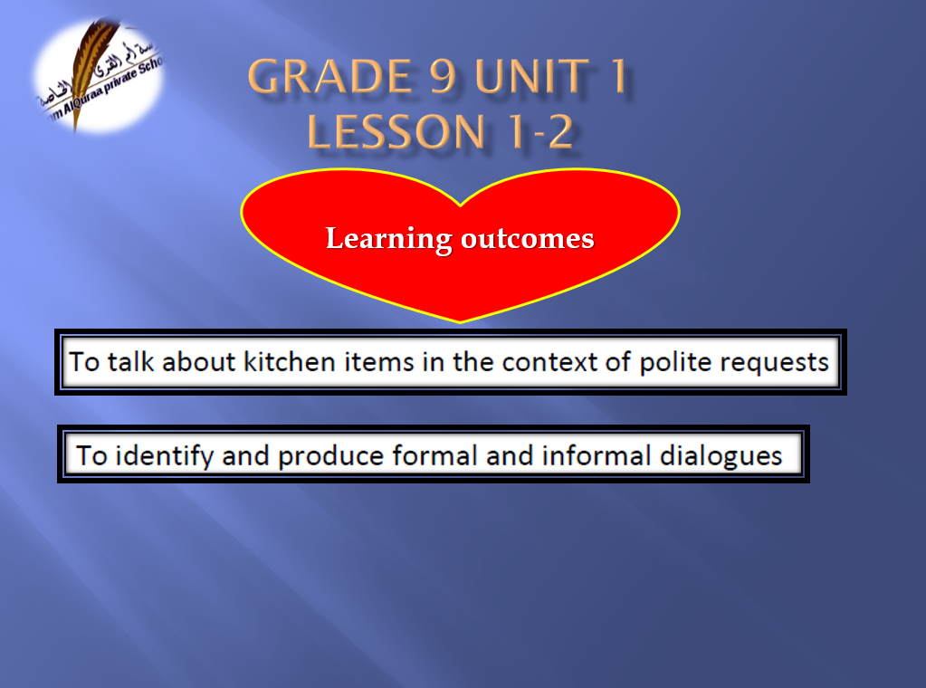 بوربوينت الوحدة الاولى 4-3 -lesson 1-2 للصف التاسع مادة اللغة الانجليزية