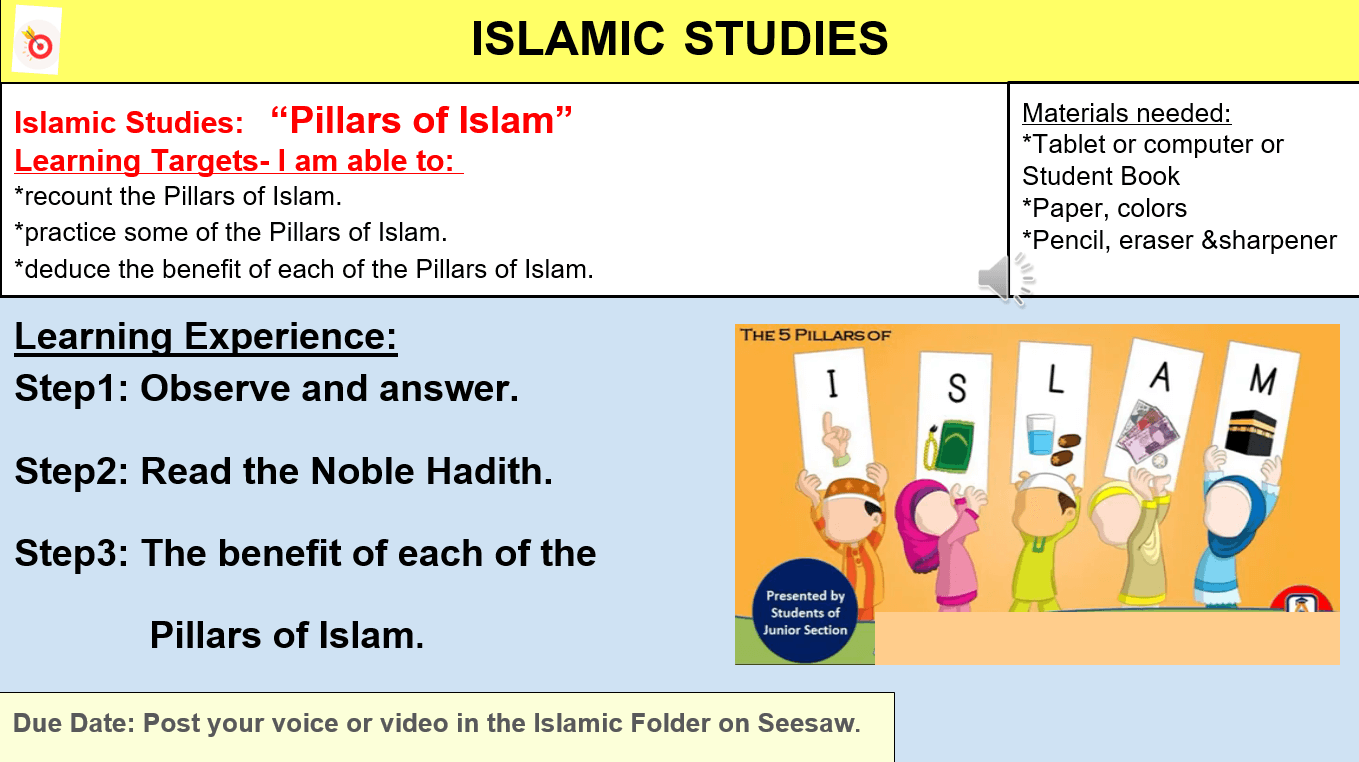 بوربوينت Pillars of Islam لغير الناطقين باللغة العربية للصف الاول مادة التربية الاسلامية
