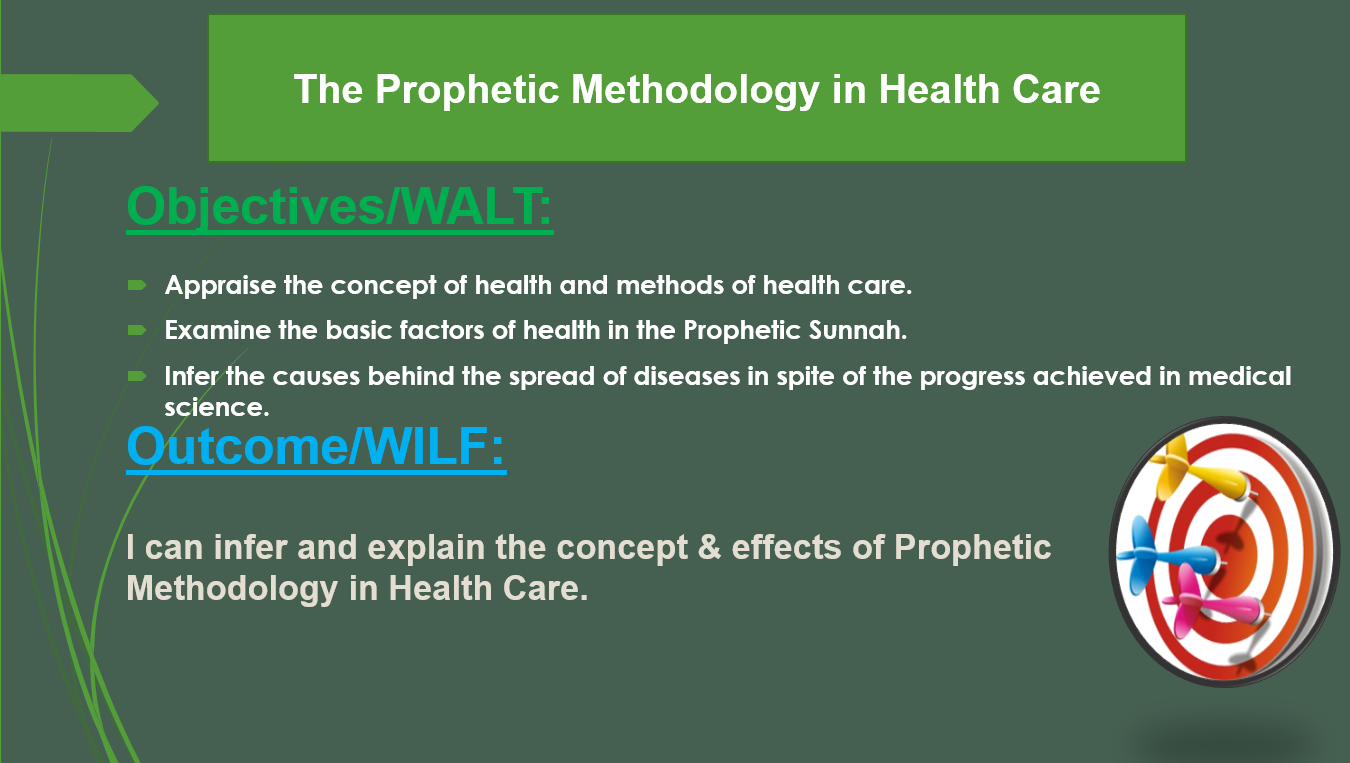 بوربوينت The Prophetic Methodology in Health Care لغير الناطقين باللغة العربية للصف الثاني عشر مادة التربية الاسلامية
