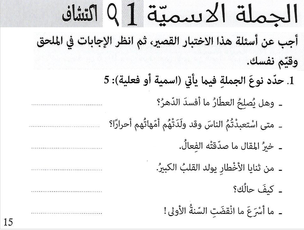 بوربوينت شرح الجملة الاسمية للصف الثاني عشر مادة اللغة العربية