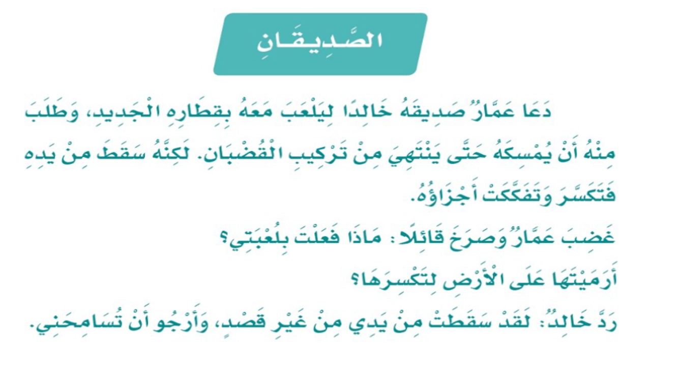 بوربوينت شرح درس الصديقان للصف الثاني مادة اللغة العربية