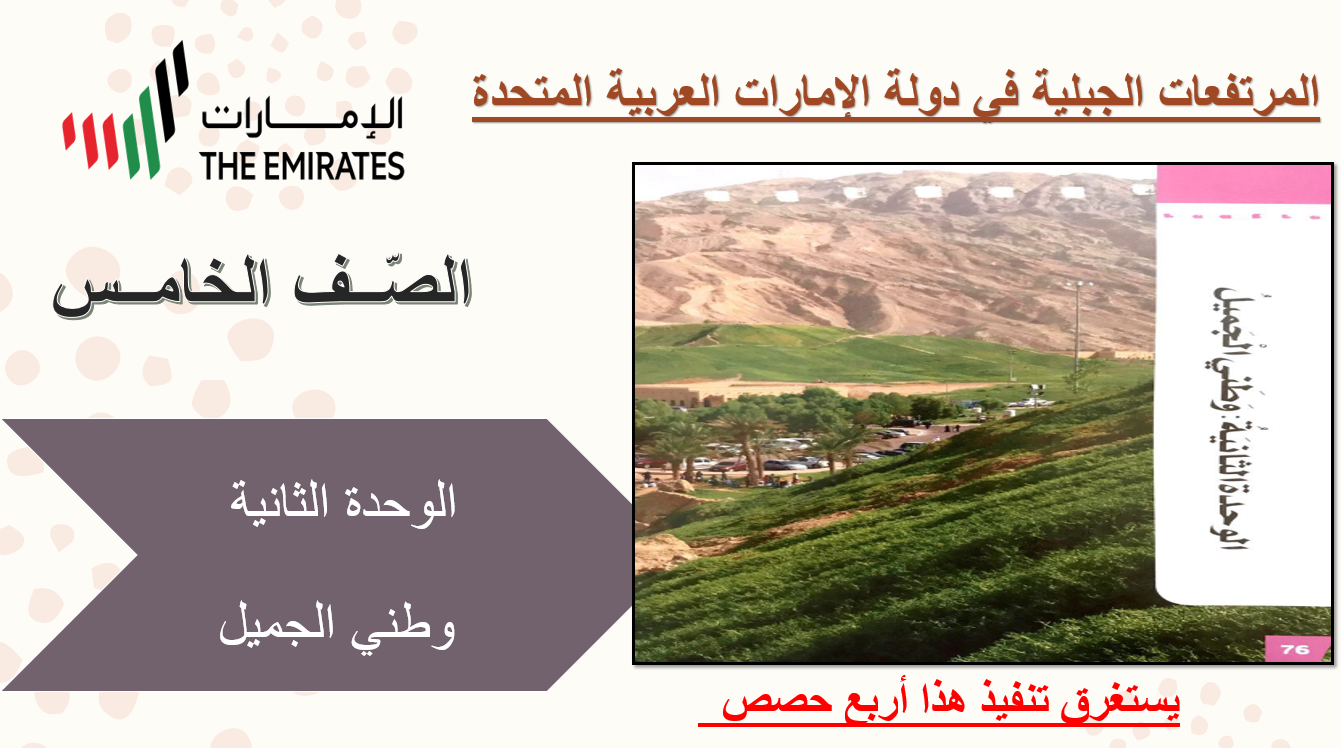 بوربوينت مفردات المرتفعات الجبلية في دولة الامارات العربية المتحدة للصف الخامس مادة اللغة العربية 