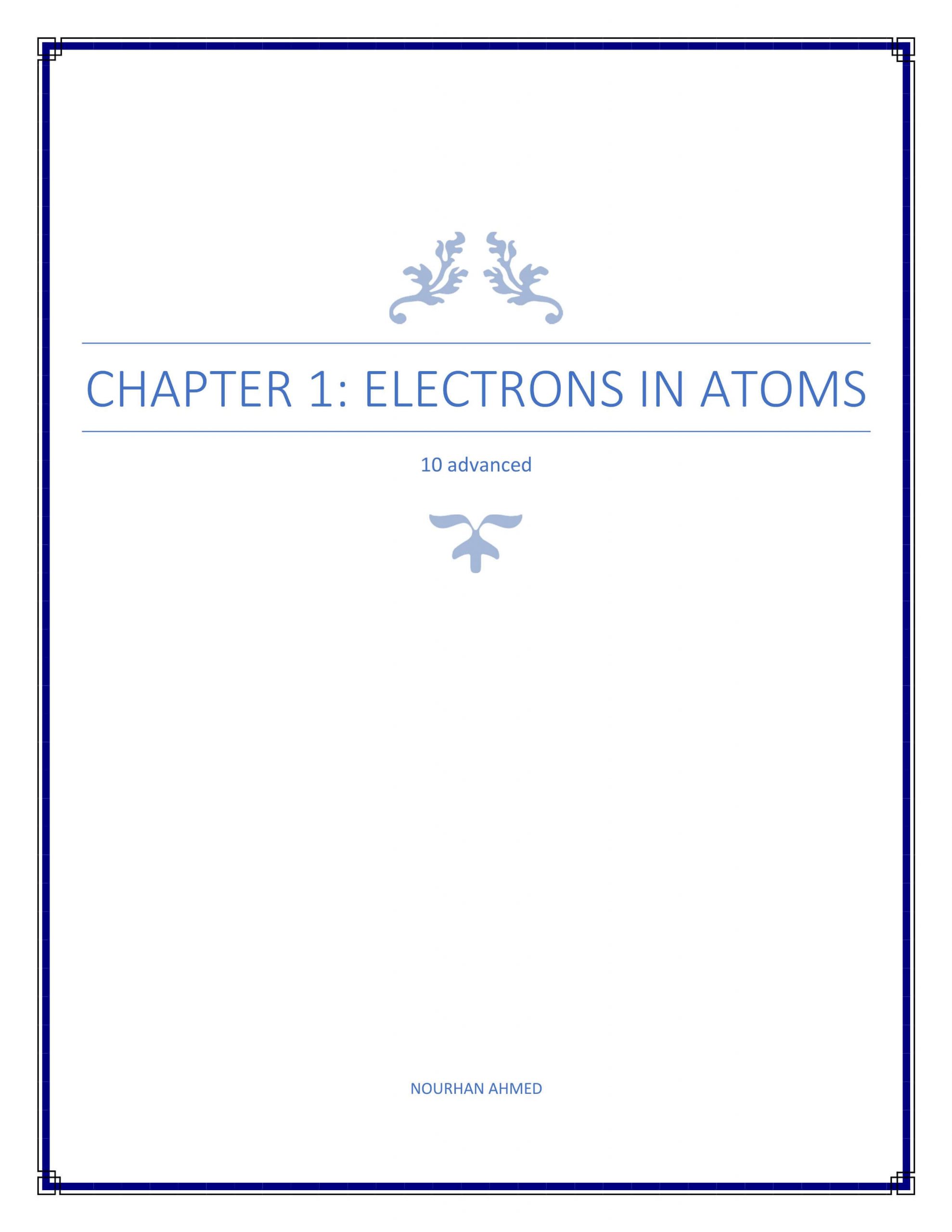 ملخص ELECTRONS IN ATOMS بالانجليزي الصف العاشر متقدم مادة الكيمياء