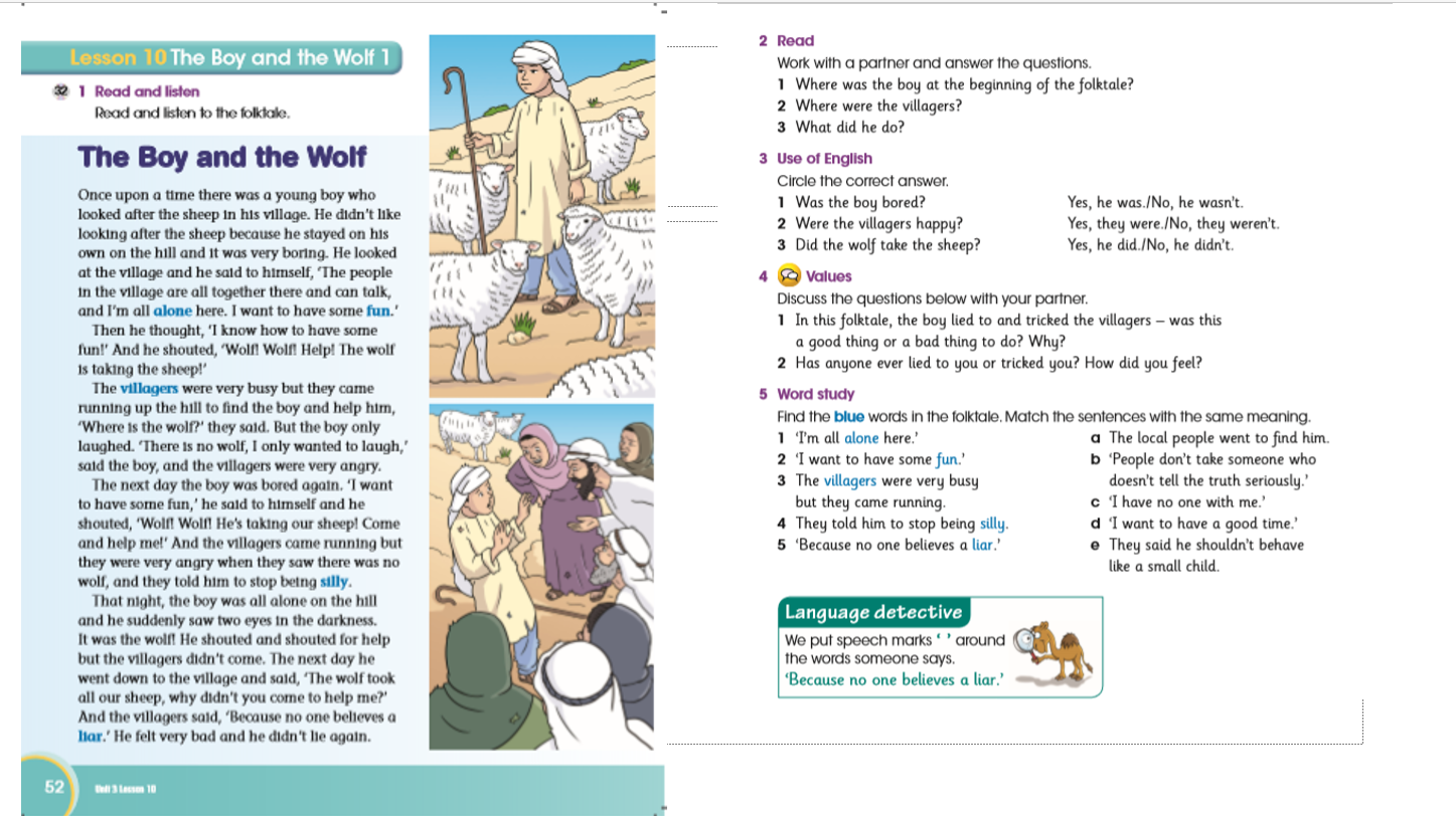 بوربويت Lesson 10 page 54 للصف الرابع مادة اللغة الانجليزية