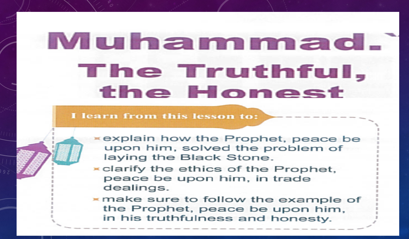 بوربوينت MUHAMMAD THE TRUTHFUL AND THE HONEST لغير الناطقين باللغة العربية للصف الثاني مادة التربية الاسلامية
