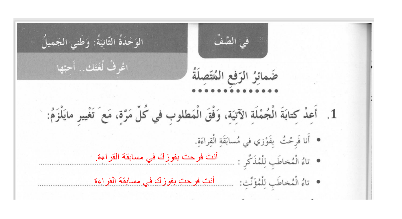 بوربوينت ضمائر الرفع المتصلة للصف الخامس مادة اللغة العربية