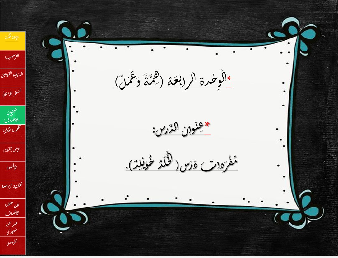 مفردات درس الخلد خويلد الصف الثاني مادة اللغة العربية - بوربوينت