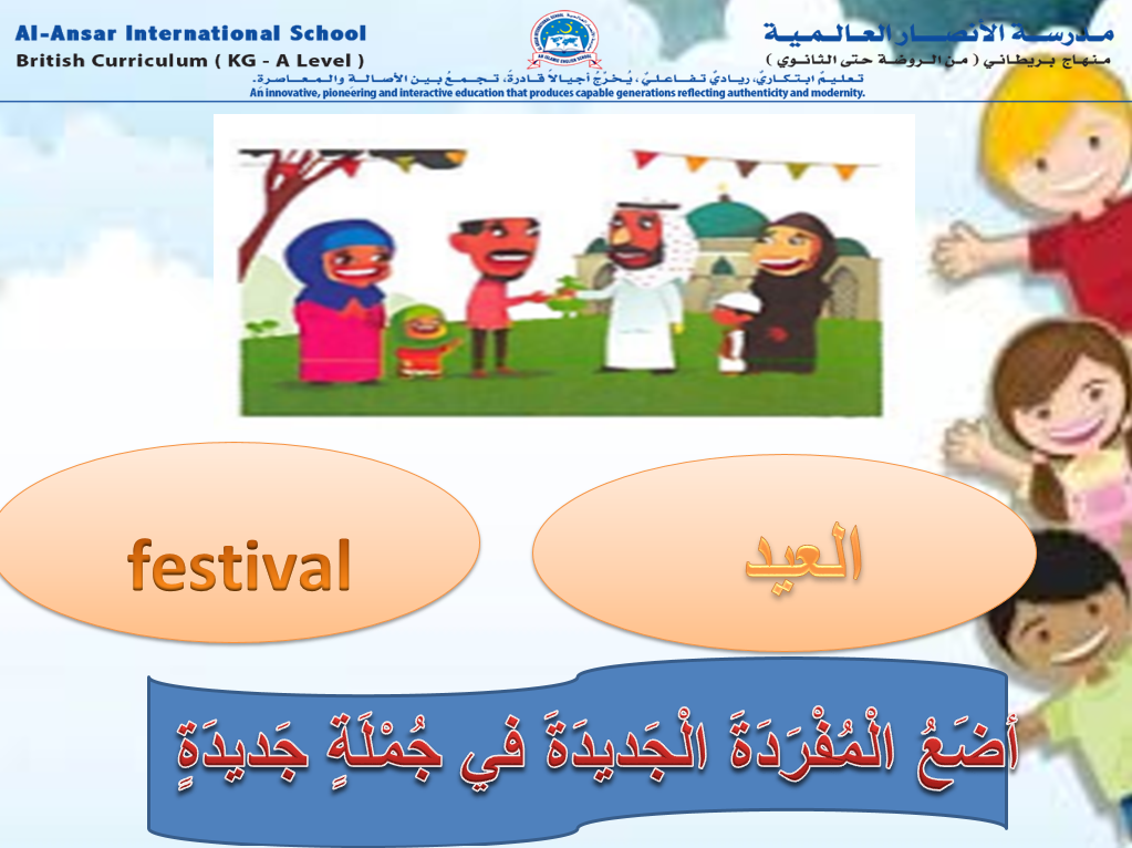 مفردات يوم العيد لغير الناطقين بها الصف الثالث مادة اللغة العربية - بوربوينت