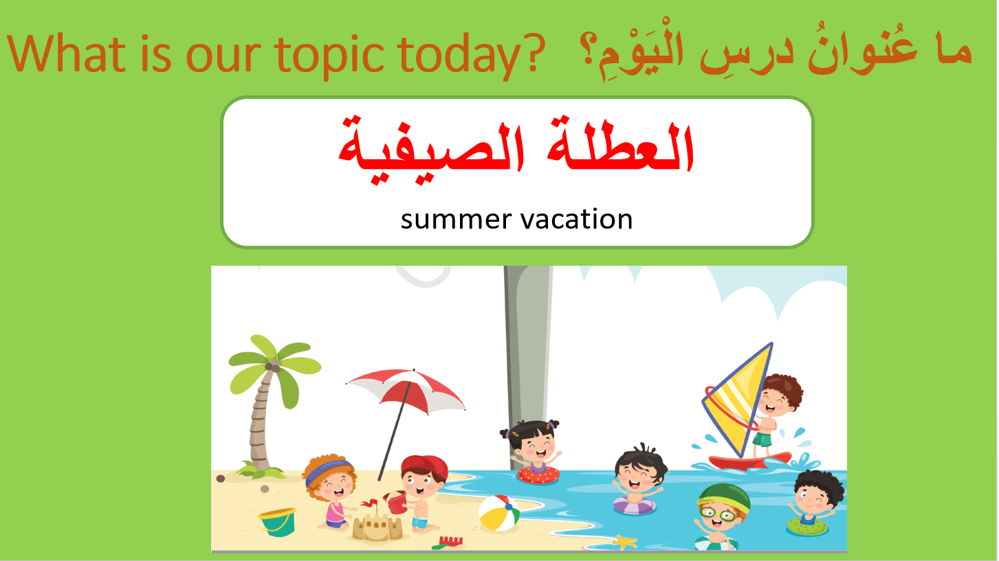 العطلة الصيفية لغير الناطقين بها الصف الثالث مادة اللغة العربية - بوربوينت 