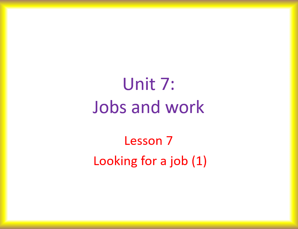 درس Looking for a job الصف السادس مادة اللغة الانجليزية - بوربوينت