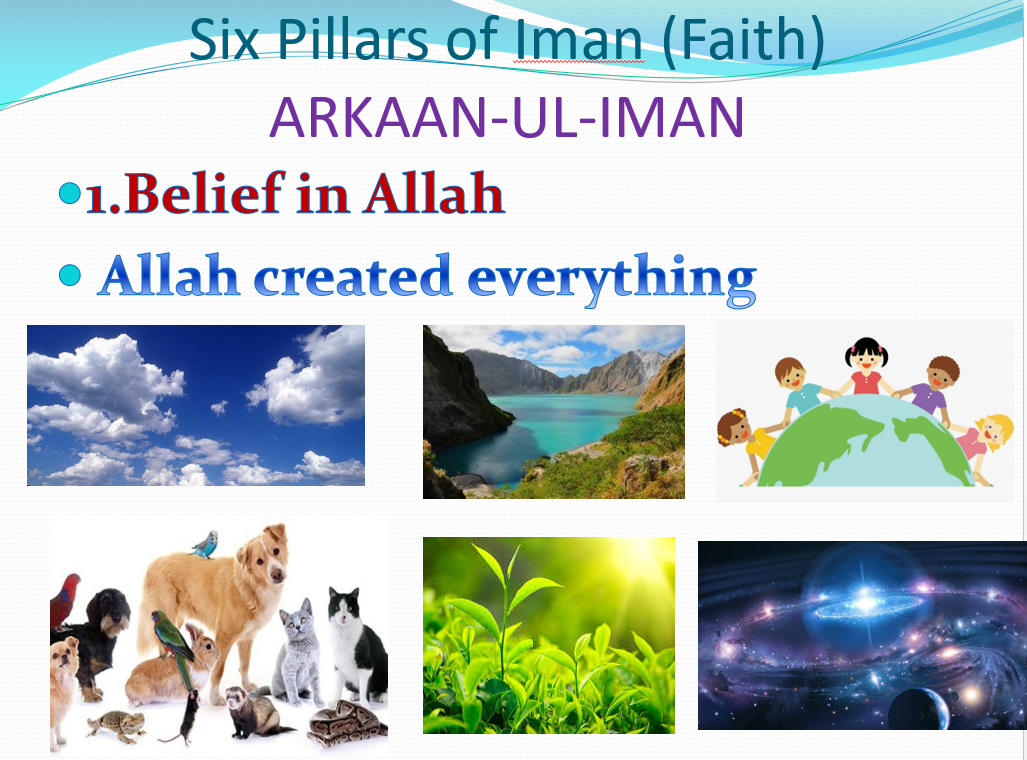 درس Six Pillars of Iman لغير الناطقين باللغة العربية الصف الاول مادة التربية الاسلامية - بوربوينت