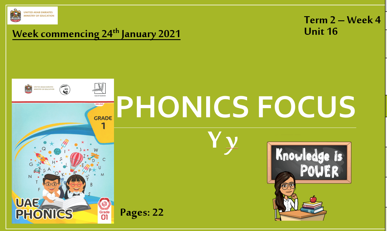 درس Phonics focus Y y الصف الاول مادة اللغة الانجليزية - بوربوينت