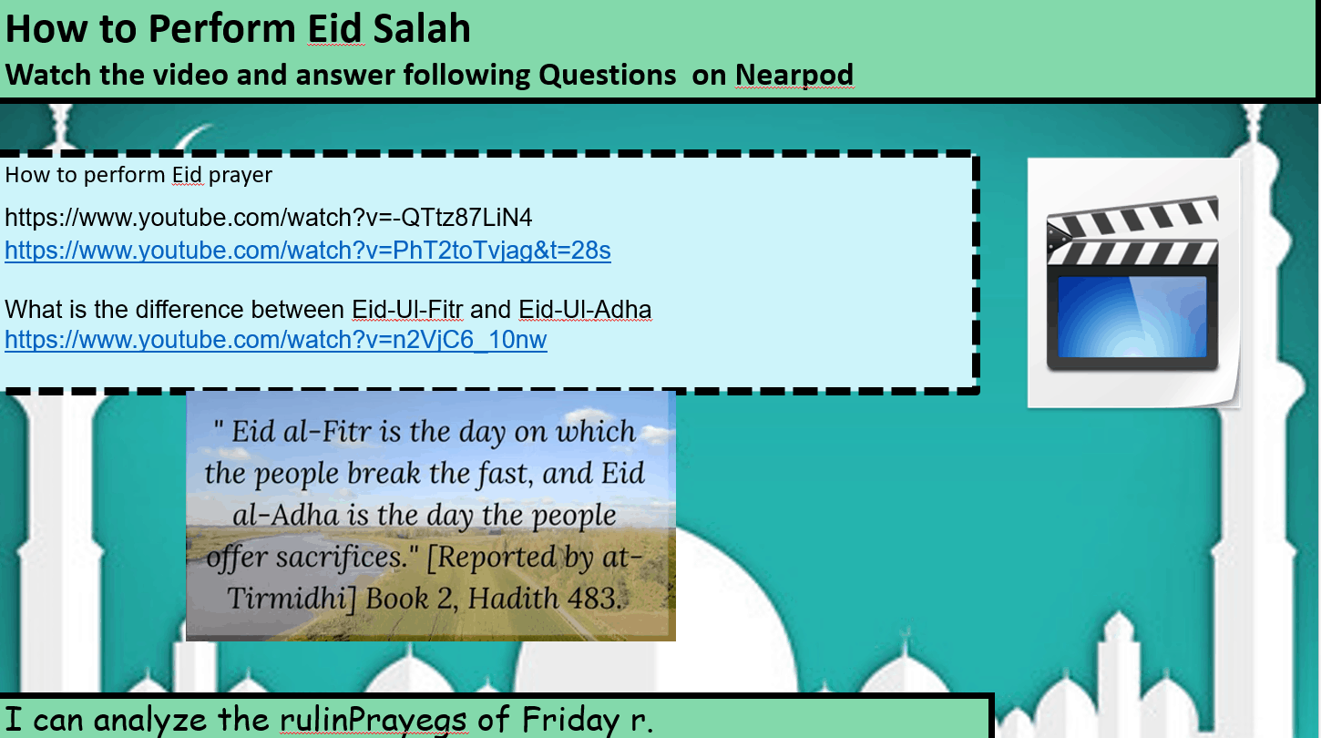 درس Eid Prayer لغير الناطقين باللغة العربية الصف الخامس مادة التربية الإسلامية - بوربوينت