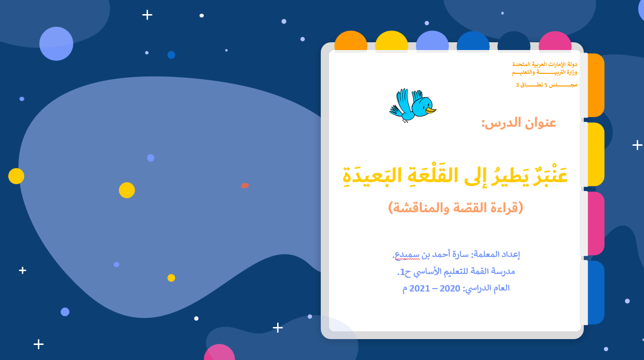 قراءة القصّة والمناقشة عنبر يطير الى القلعة البعيدة الصف الاول مادة اللغة العربية - بوربوينت