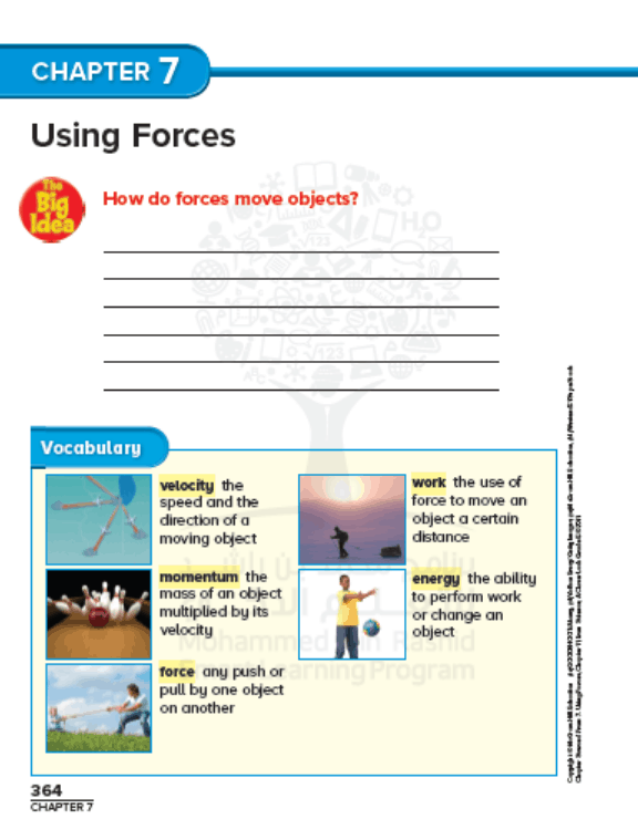 كتاب الطالب وحدة Using Forces بالإنجليزي الفصل الدراسي الثاني 2020-2021 الصف الخامس مادة العلوم المتكاملة 