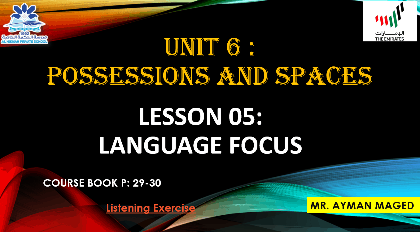 حل درس language focus الصف التاسع مادة اللغة الإنجليزية - بوربوينت 