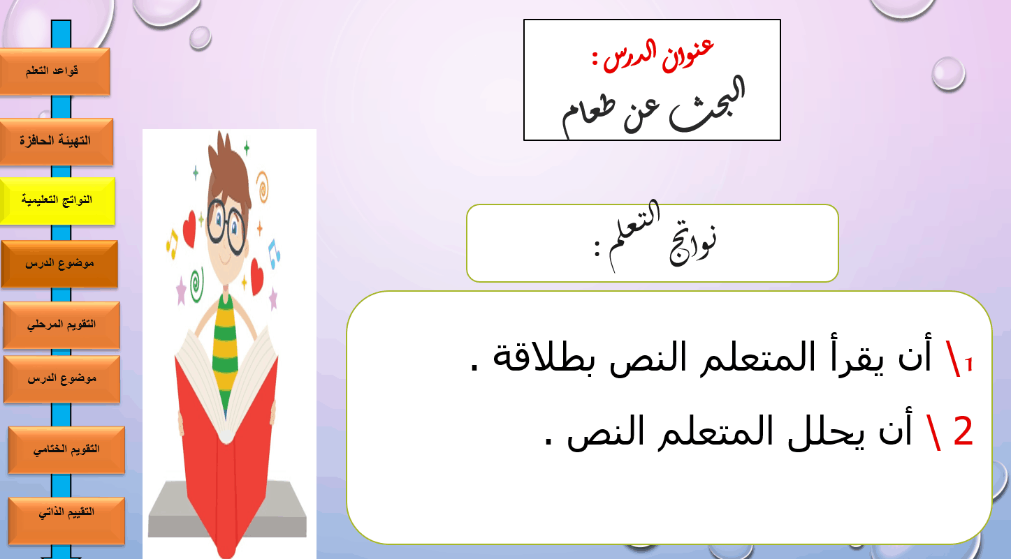 حل درس البحث عن الطعام الصف الرابع مادة اللغة العربية - بوربوينت