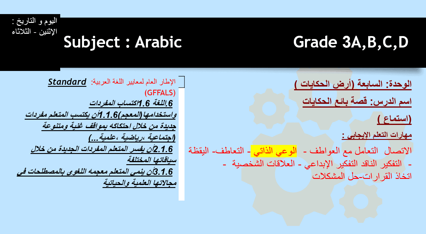 حل استماع قصة بائع الحكايات الصف الثالث مادة اللغة العربية - بوربوينت 