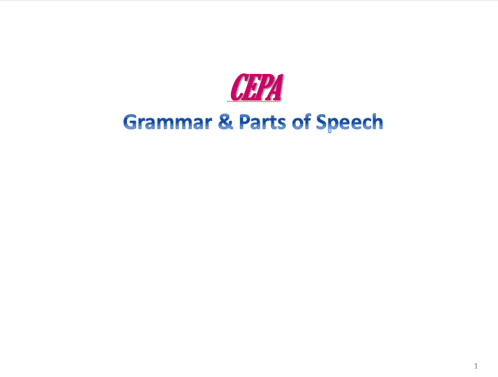 مراجعة Grammar & Parts of Speech الصف الثاني عشر مادة اللغة الإنجليزية - بوربوينت 