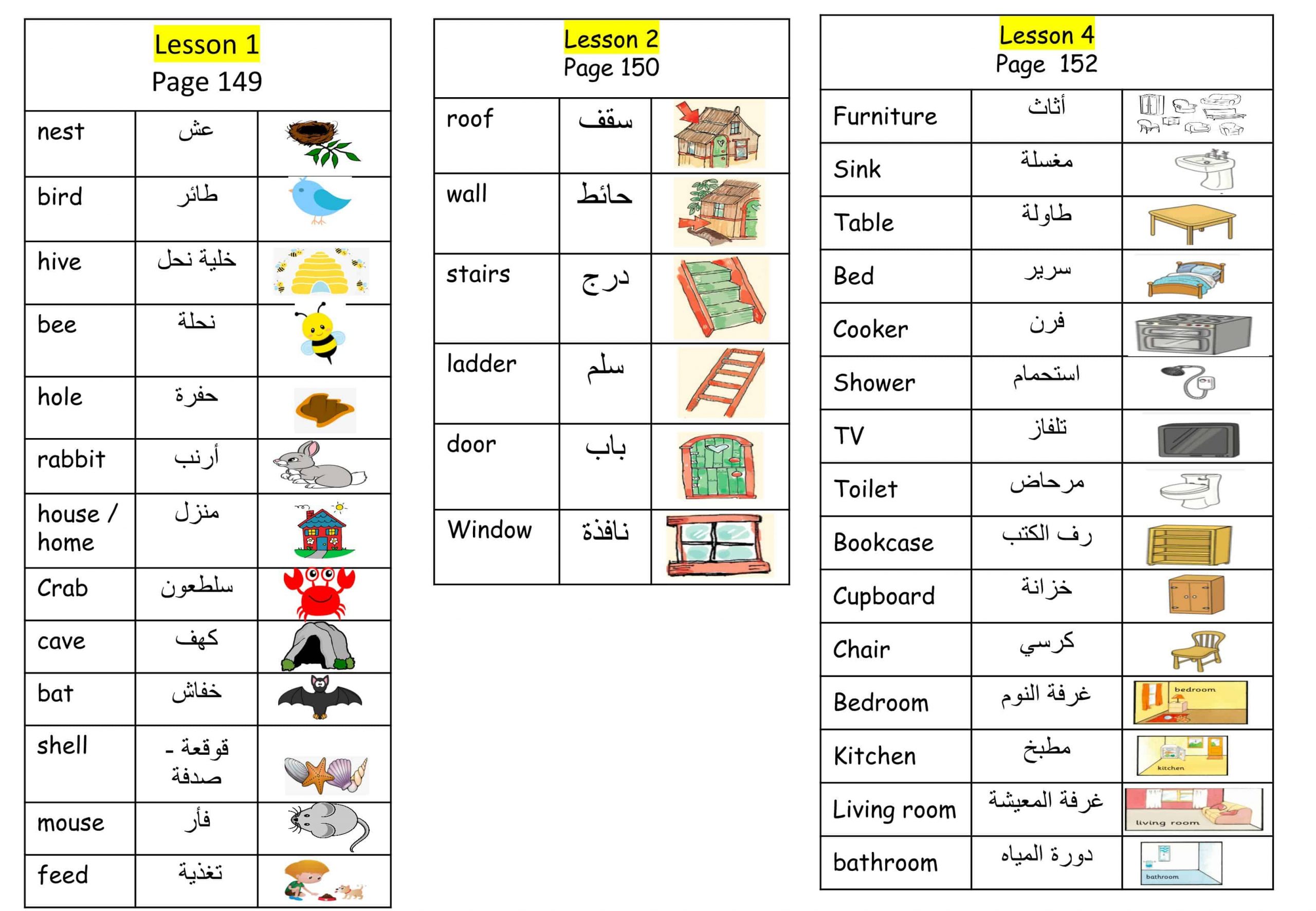 معاني الكلمات Vocabulary Unit 8 الصف الثالث مادة اللغة الإنجليزية