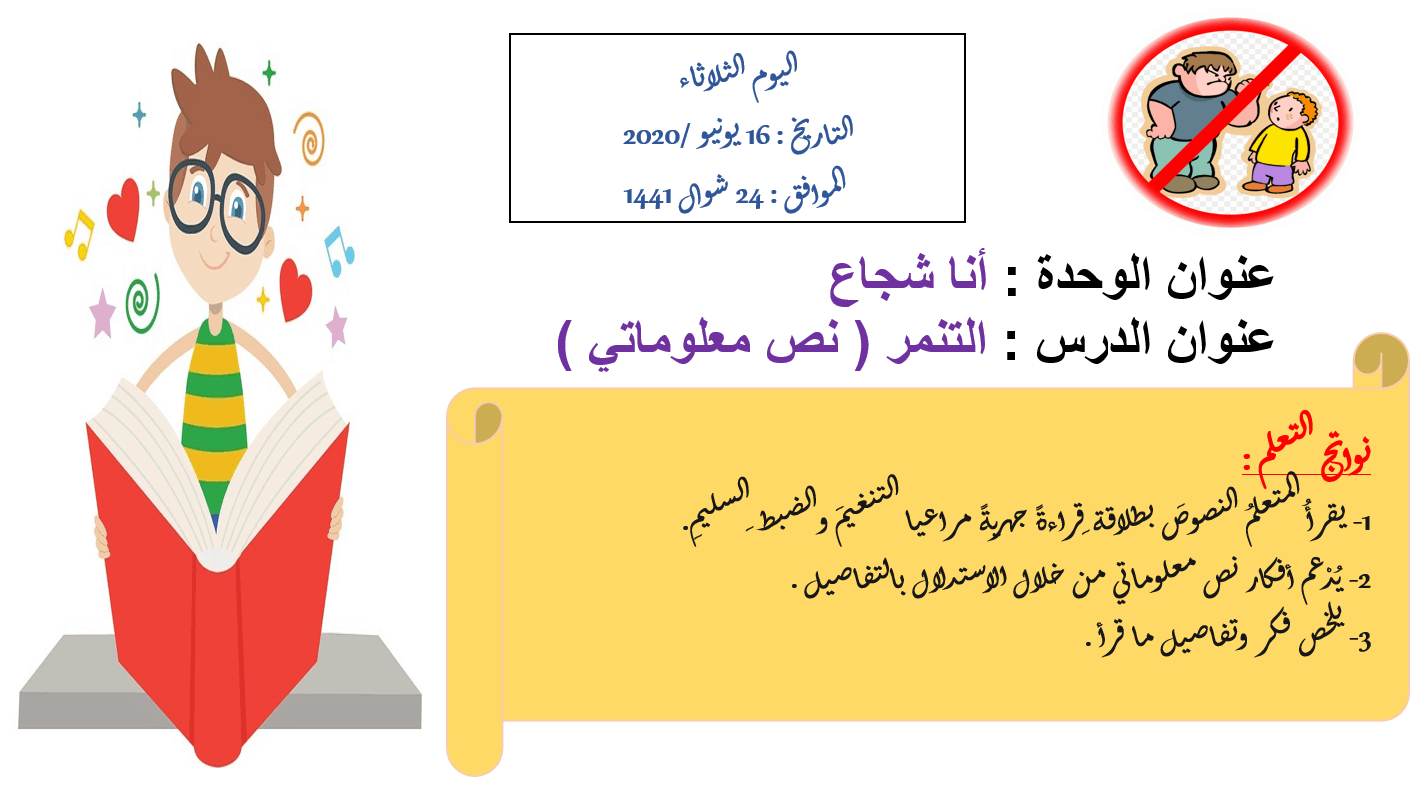 حل درس التنمر الصف الرابع مادة اللغة العربية - بوربوينت 