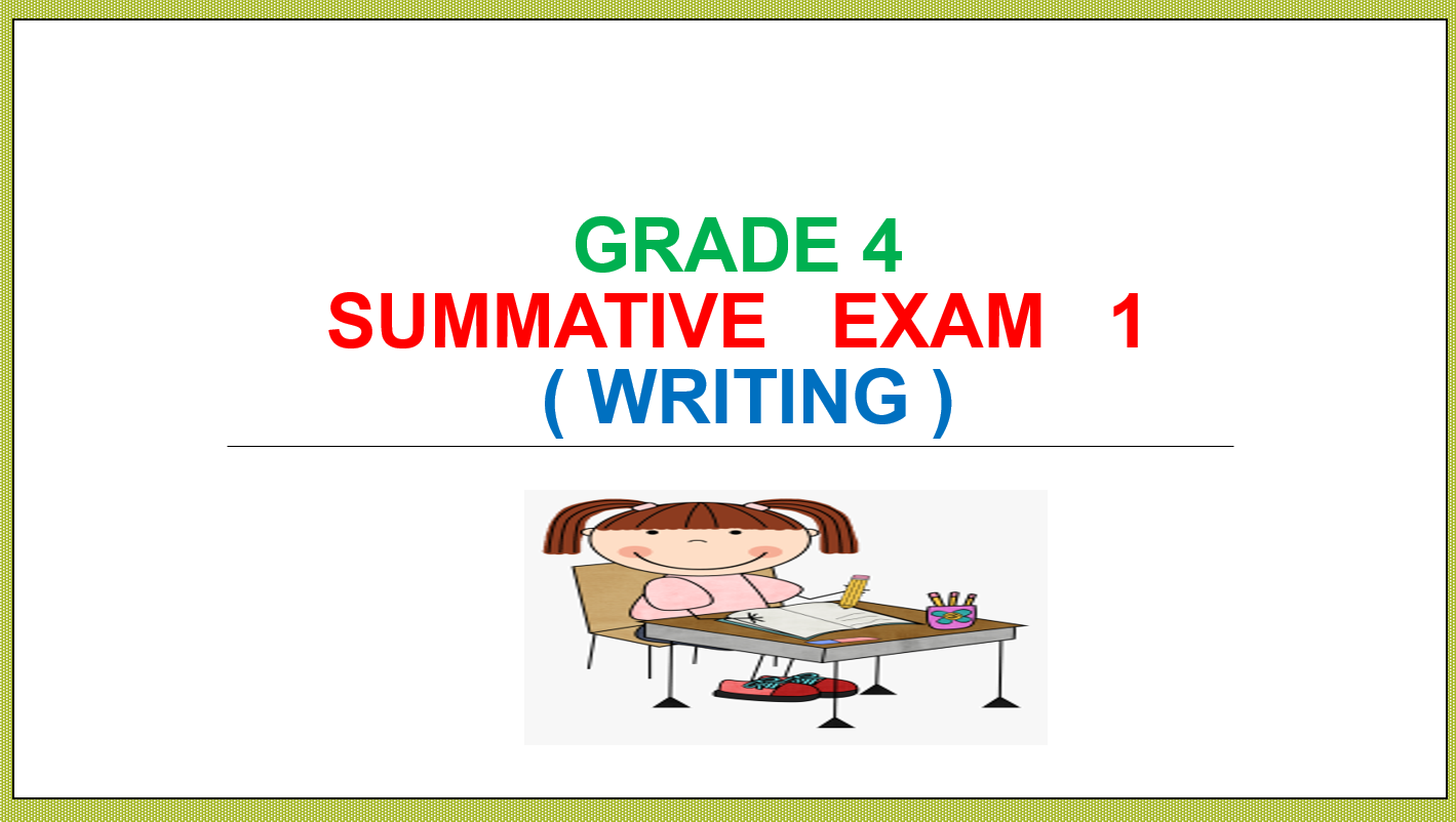 حل مراجعة Summative Exam Writing الصف الرابع مادة اللغة الإنجليزية - بوربوينت    