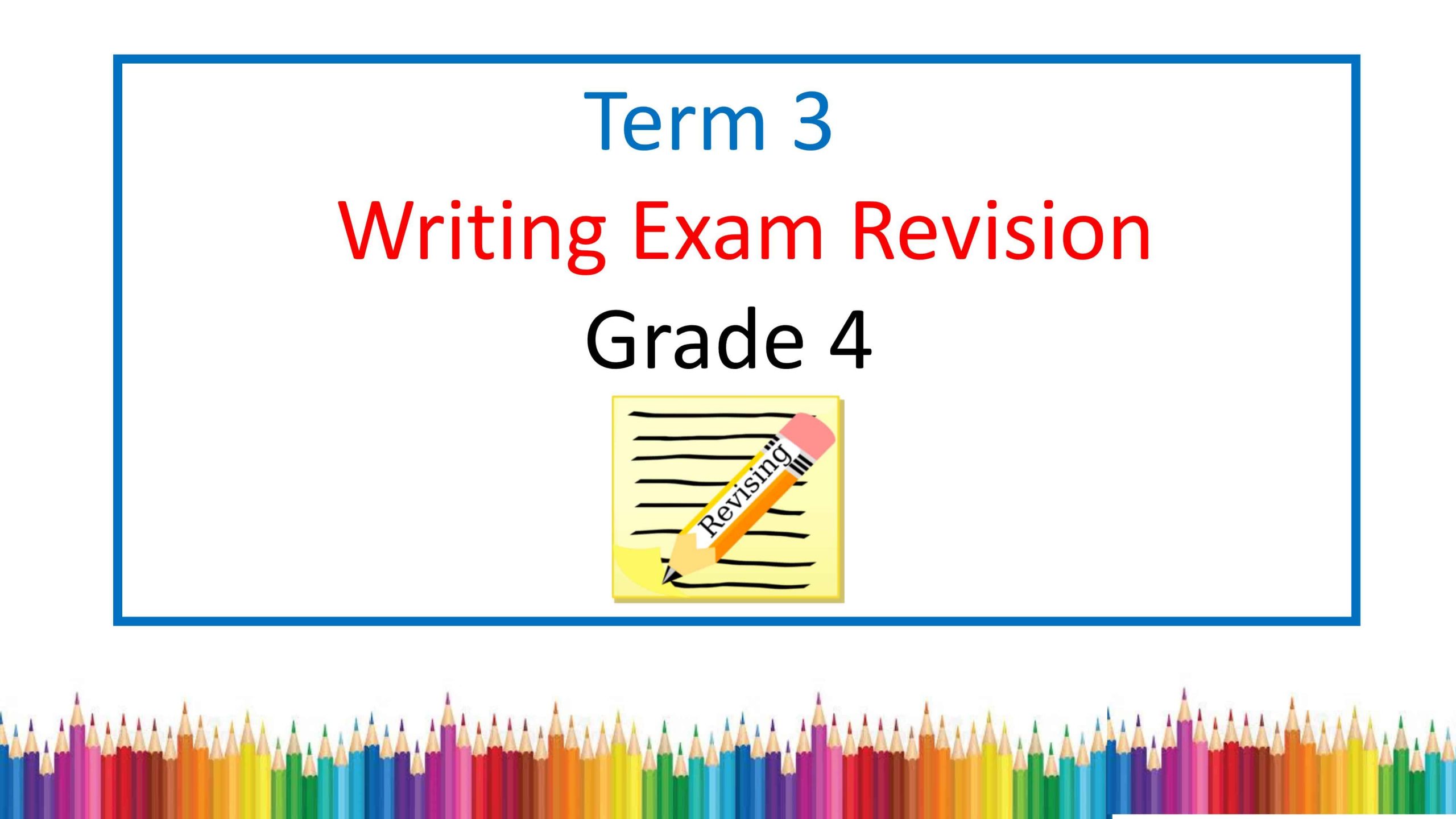 مراجعة Writing Exam Revision الصف الرابع مادة اللغة الإنجليزية 