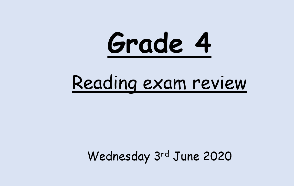 مراجعة Reading exam review الصف الرابع مادة اللغة الإنجليزية - بوربوينت