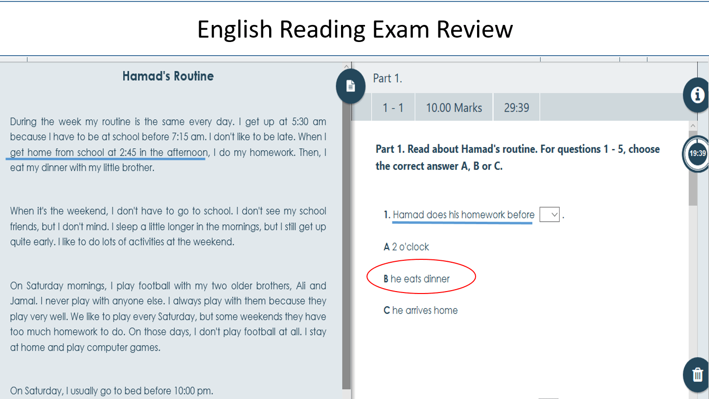 مراجعة Reading Exam Review الصف السادس مادة اللغة الإنجليزية - بوربوينت