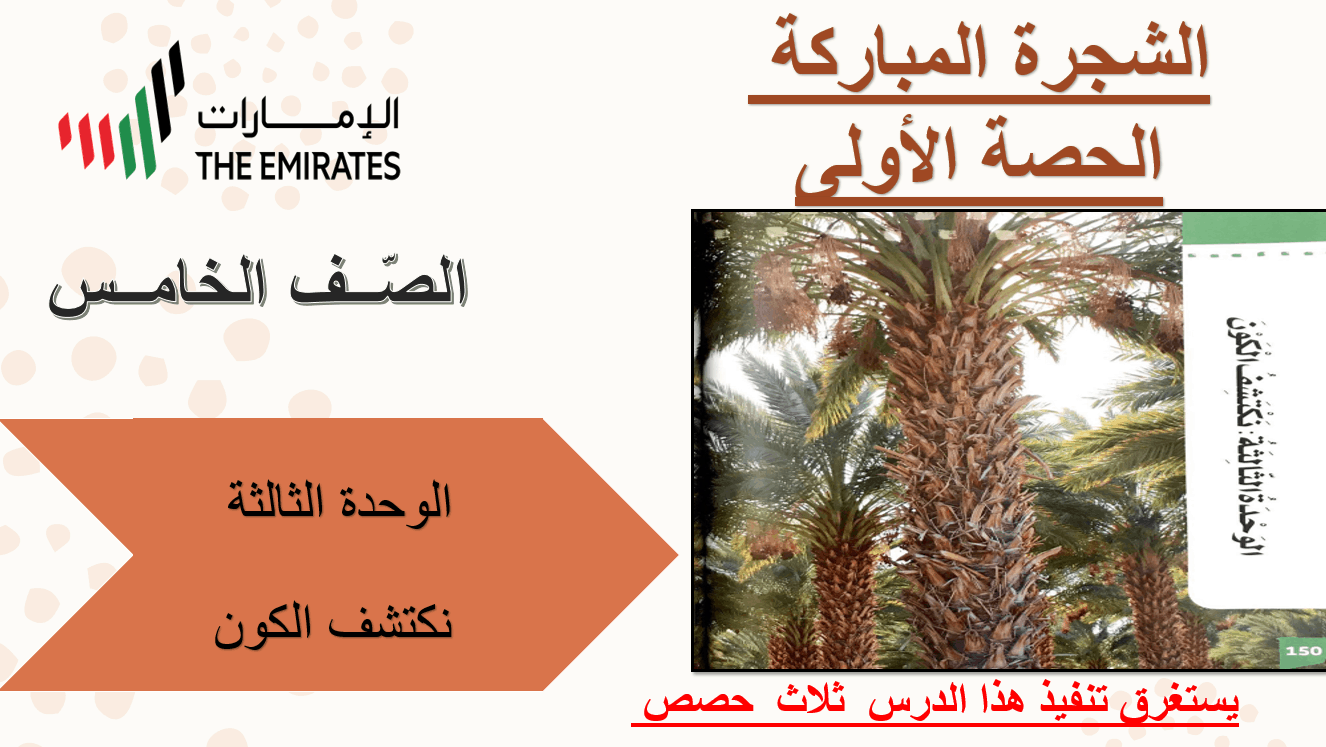حل درس الشجرة المباركة الصف الخامس مادة اللغة العربية - بوربوينت