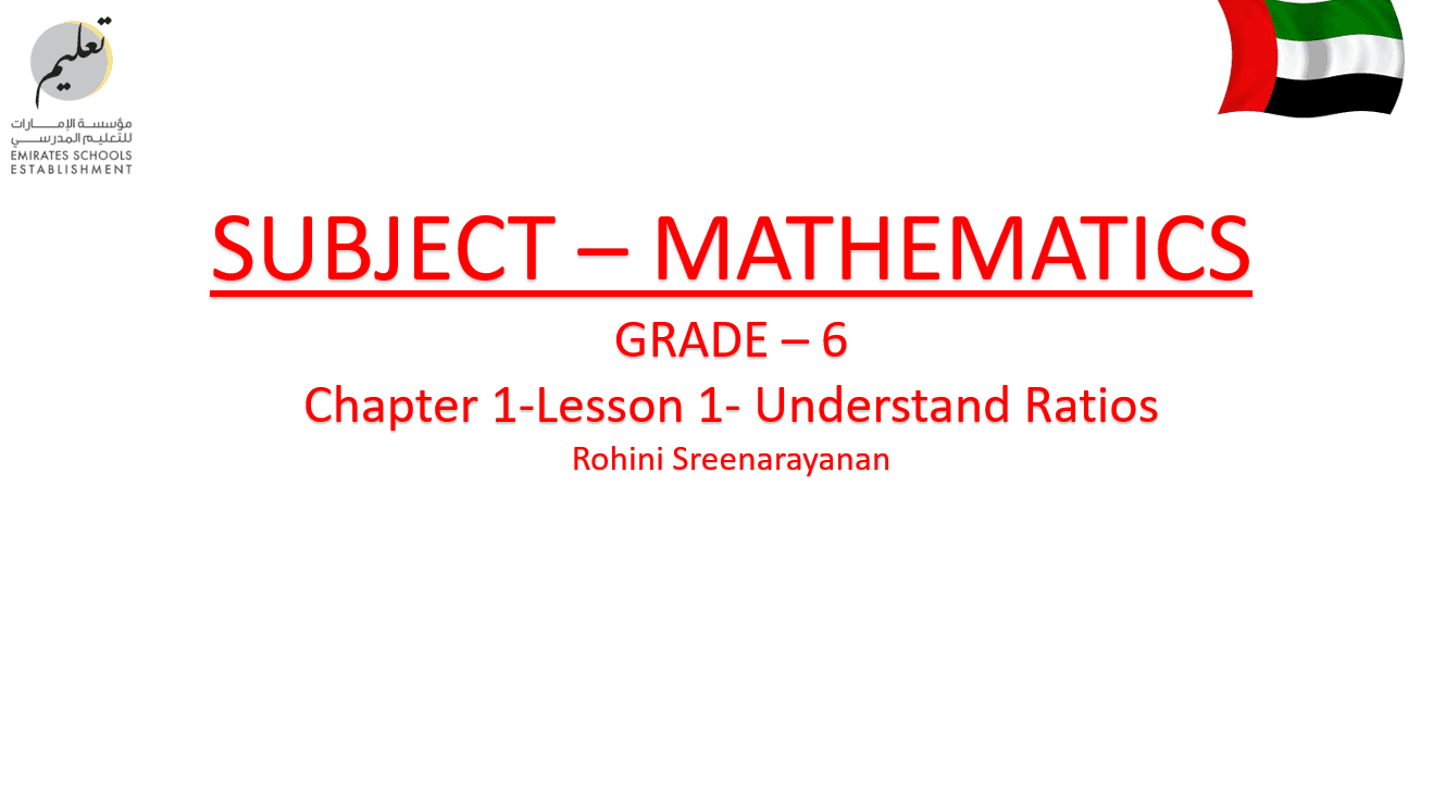درس Understand Ratios الرياضيات المتكاملة الصف السادس - بوربوينت 