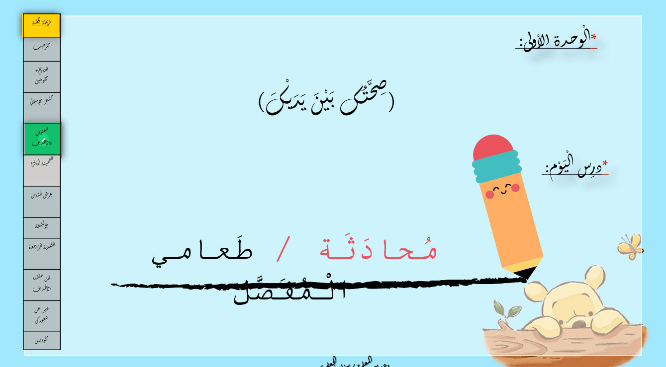 درس المحادثة طعامي المفضل اللغة العربية الصف الثاني - بوربوينت