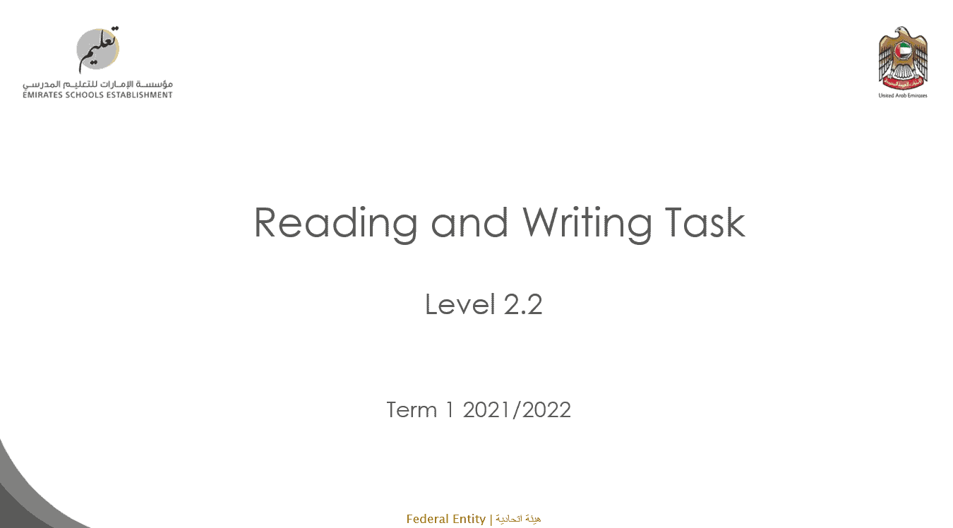 حل امتحان Reading and Writing Task Review اللغة الإنجليزية الصف الرابع - بوربوينت