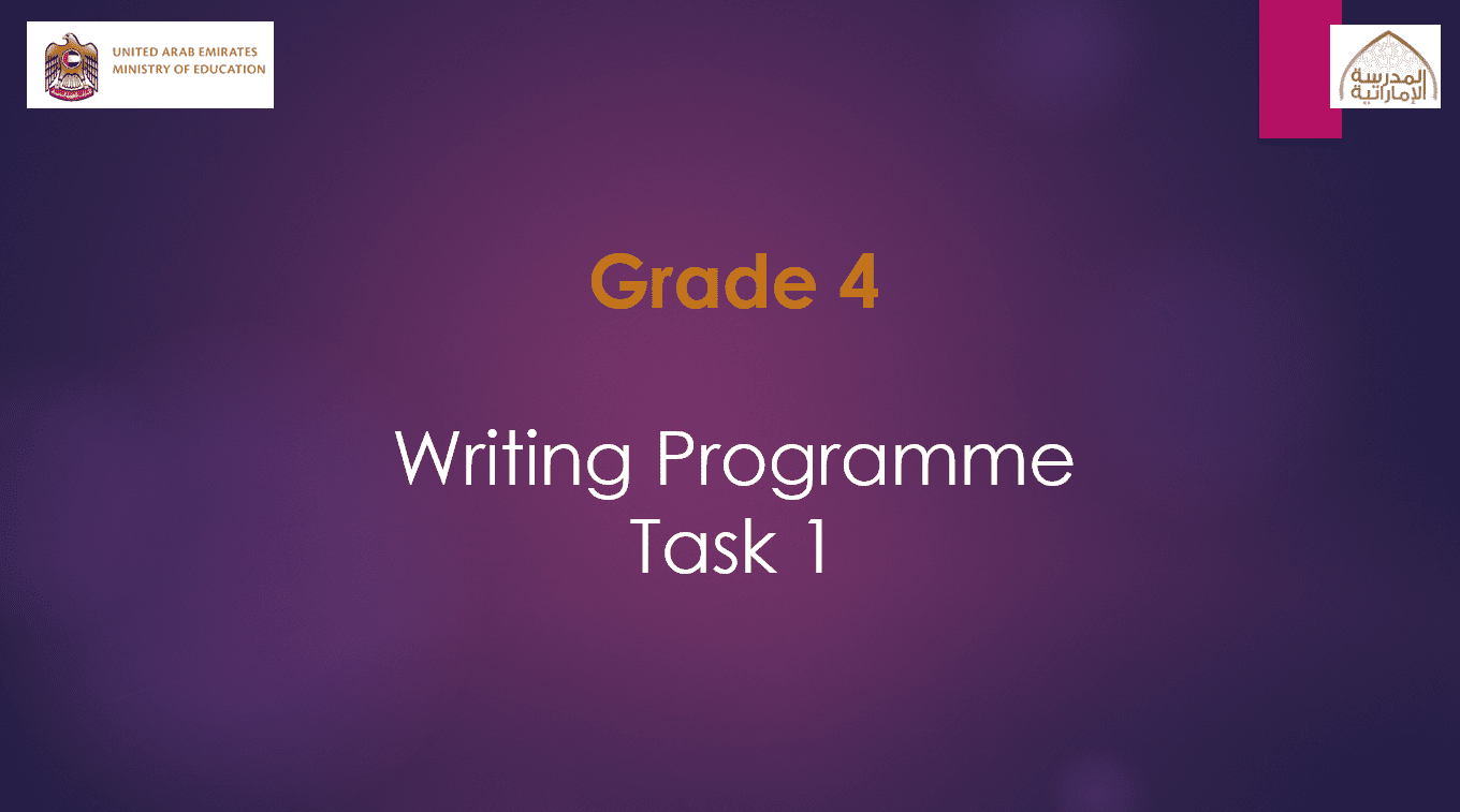 Writing Programme Task 1 اللغة الإنجليزية الصف الرابع - بوربوينت