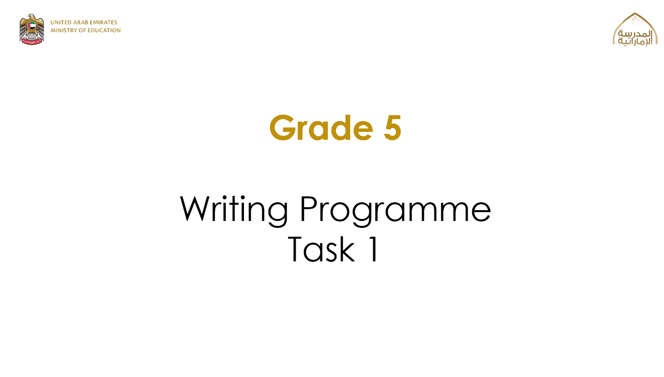 امتحان Writing Program Task اللغة الإنجليزية الصف الخامس - بوربوينت
