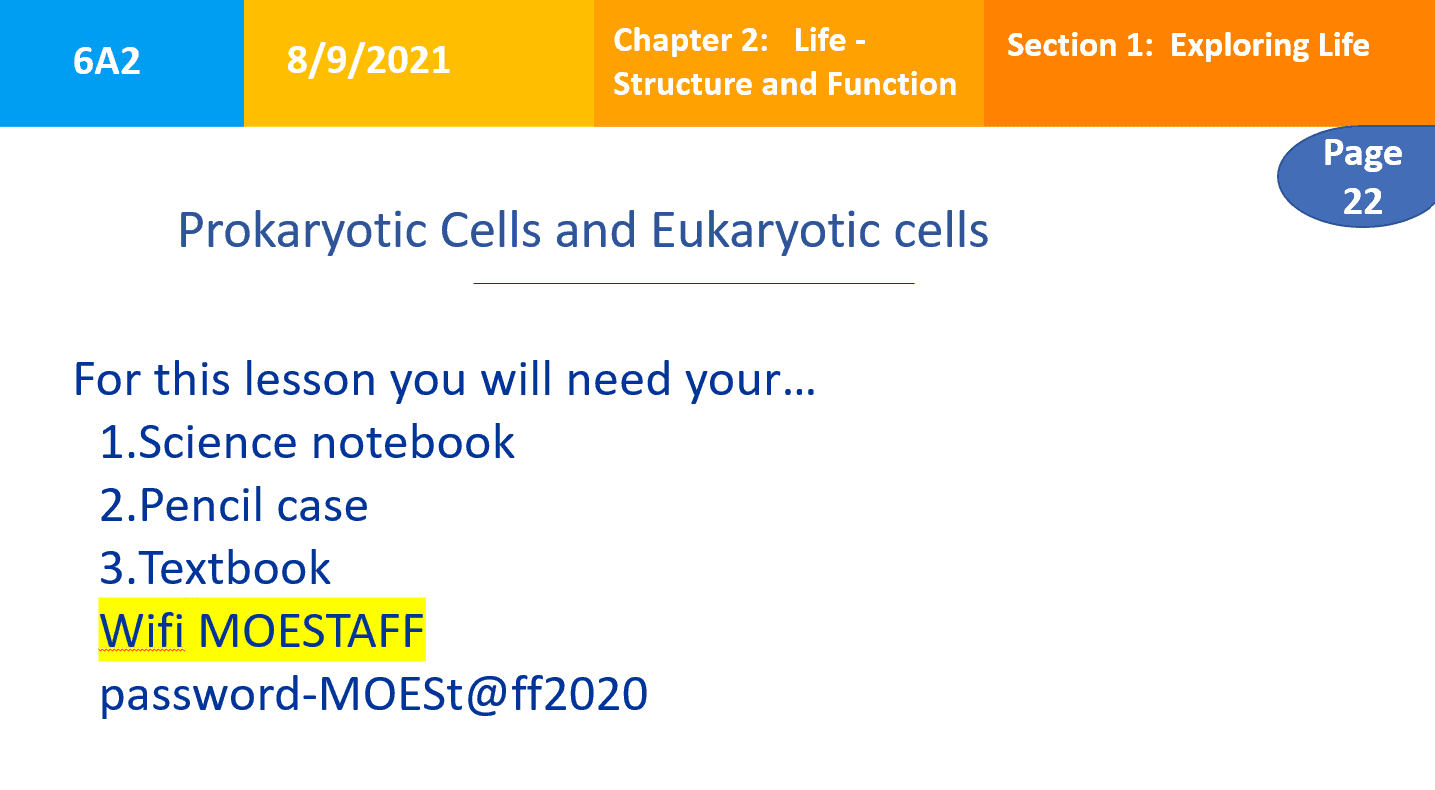 درس Prokaryotic Cells and Eukaryotic cells العلوم المتكاملة الصف السادس - بوربوينت