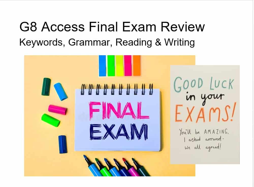 مراجعة Access Final Exam Review اللغة الإنجليزية الصف الثامن - بوربوينت 