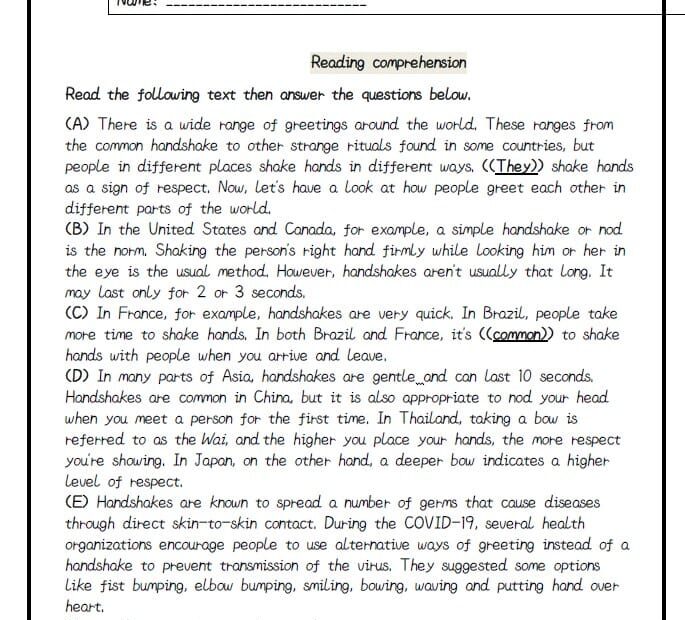 أوراق عمل Worksheet اللغة الإنجليزية الصف السابع