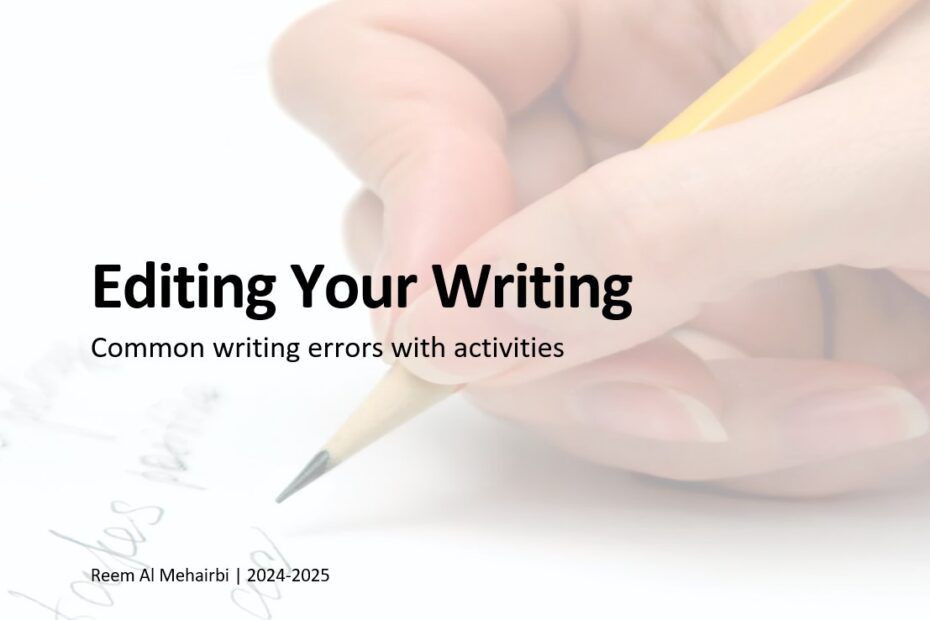 الكتابة Common writing errors with activities اللغة الإنجليزية الصف الثامن - بوربوينت