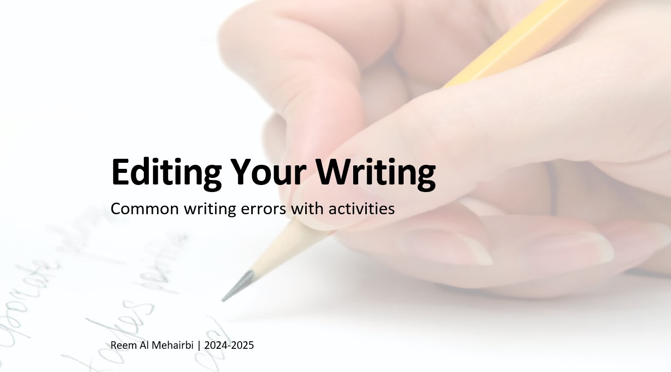 الكتابة Common writing errors with activities اللغة الإنجليزية الصف الثامن - بوربوينت 