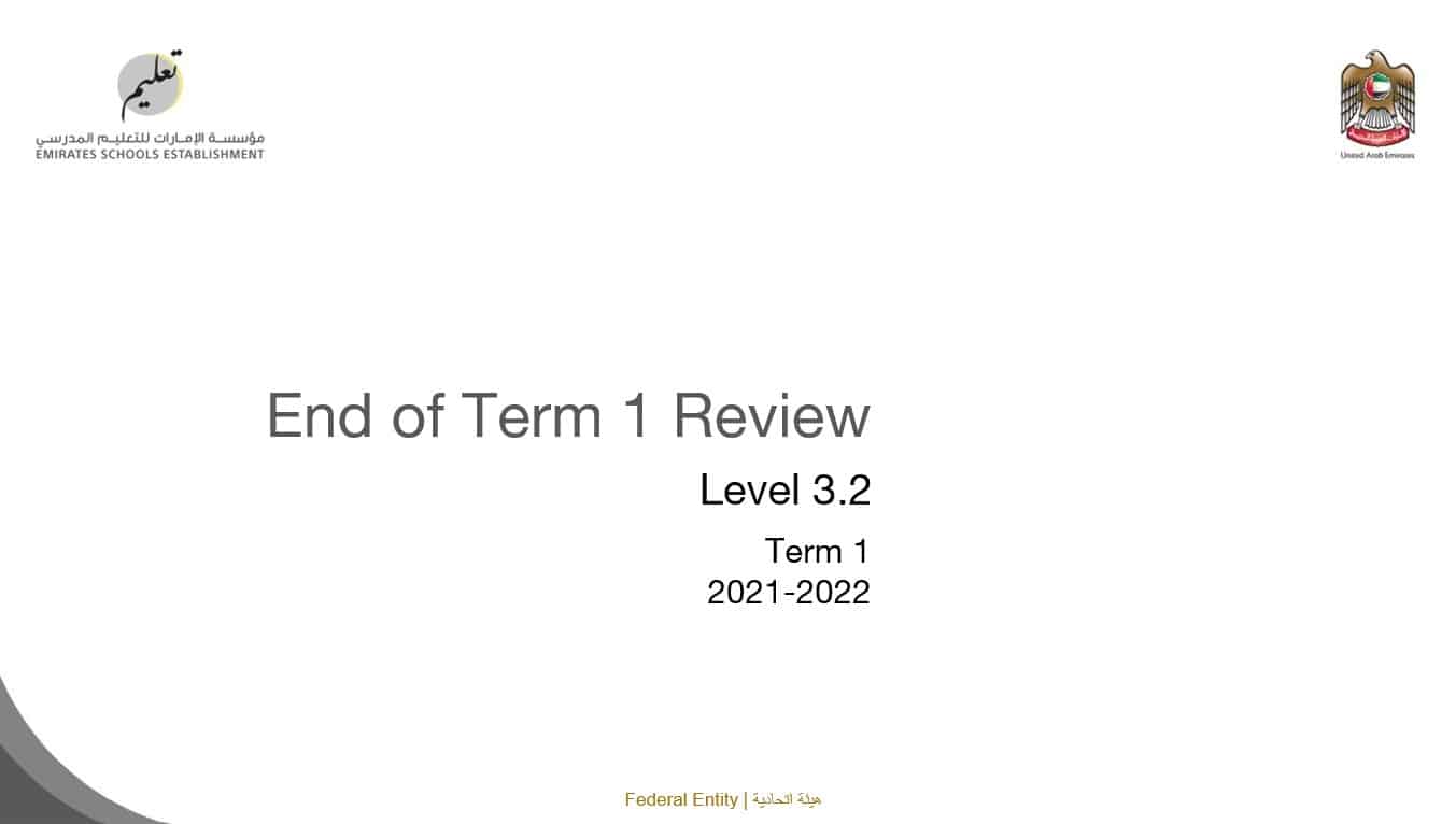 مراجعة End of Term 1 Review اللغة الإنجليزية الصف السادس - بوربوينت 